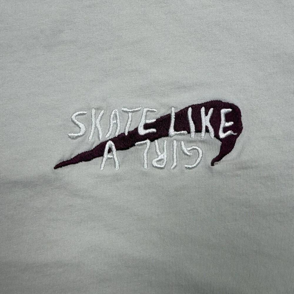 Nike SB Shirt Mens Medium White Skate Like A Girl Graphic Skateboarding Tee